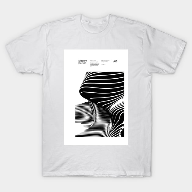 Modern Curves 08, Modern Architecture Design, minimalist Design, Modern Art, Typographic, Helvetica T-Shirt by sub88